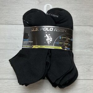 U.S. Polo Assn. Low Cut Socks Mens 6-12 Black New With Tags 10 Pair